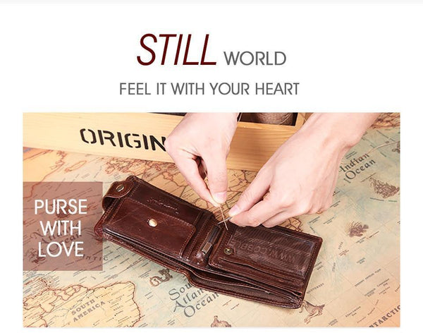 Planet Gates Genuine Leather Men Wallets Short 100% Top Quality Fashion High Quality Coin Purse  Original Brand