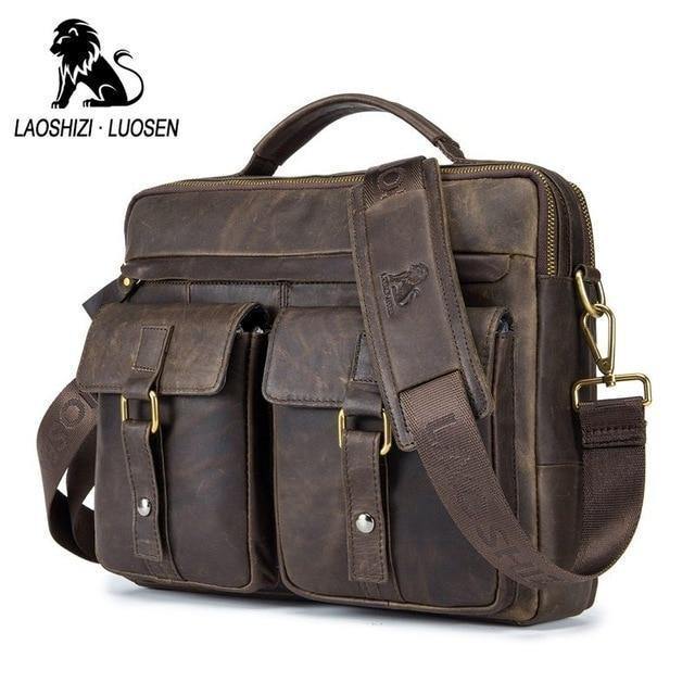 Planet Gates Genuine Leather Vintage Men Bag Handbag Business Casual  Men's Travel Laptop Bag Shoulder Bags Tote Briefcase