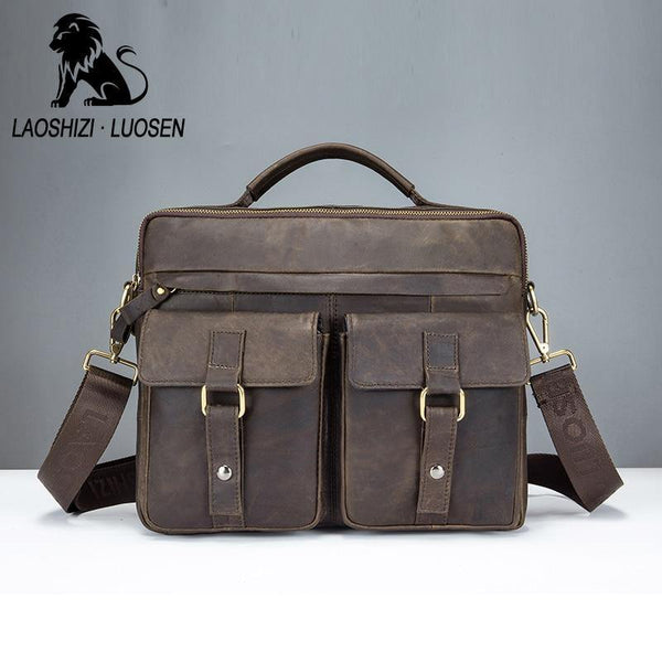 Planet Gates Genuine Leather Vintage Men Bag Handbag Business Casual  Men's Travel Laptop Bag Shoulder Bags Tote Briefcase