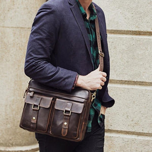 Planet Gates Genuine Leather Vintage Men Bag Handbag Business Casual  Men's Travel Laptop Bag Shoulder Bags Tote Briefcase