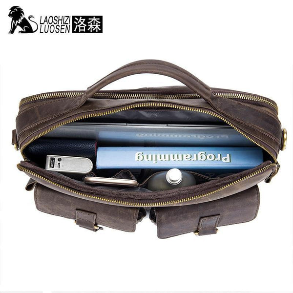 Planet Gates Genuine Leather Vintage Men Bag Handbag Business Casual  Men's Travel Laptop Bag Shoulder Bags Tote Briefcase