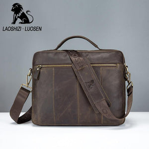 Planet Gates Genuine Leather Vintage Men Bag Handbag Business Casual  Men's Travel Laptop Bag Shoulder Bags Tote Briefcase