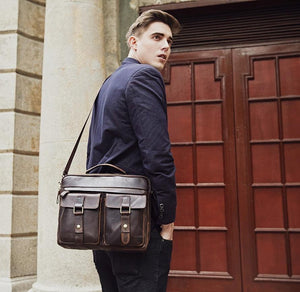 Planet Gates Genuine Leather Vintage Men Bag Handbag Business Casual  Men's Travel Laptop Bag Shoulder Bags Tote Briefcase