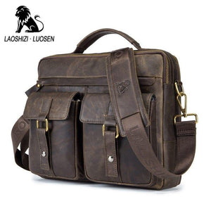 Planet Gates Genuine Leather Vintage Men Bag Handbag Business Casual  Men's Travel Laptop Bag Shoulder Bags Tote Briefcase