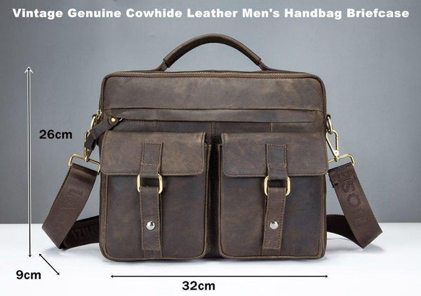 Planet Gates Genuine Leather Vintage Men Bag Handbag Business Casual  Men's Travel Laptop Bag Shoulder Bags Tote Briefcase