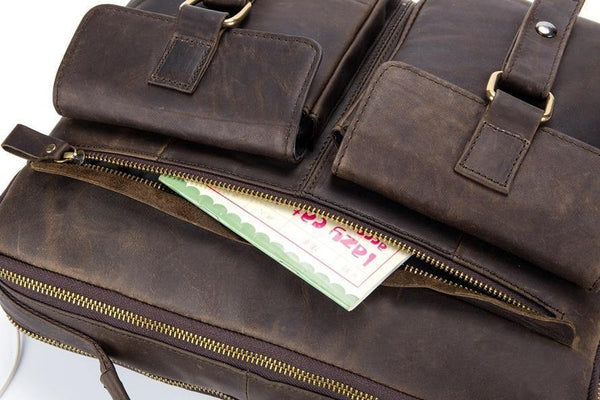 Planet Gates Genuine Leather Vintage Men Bag Handbag Business Casual  Men's Travel Laptop Bag Shoulder Bags Tote Briefcase