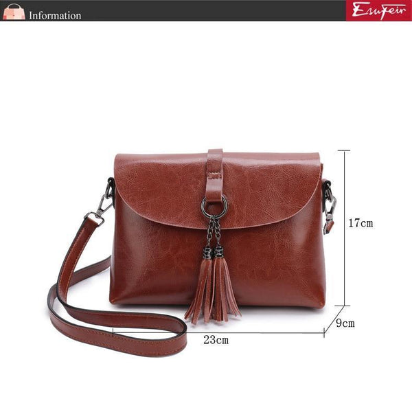 Planet Gates Genuine Leather Women Crossbody Bag Fashion Tassel Messenger Bag Simple Design Small Female Shoulder Bag Women Purse