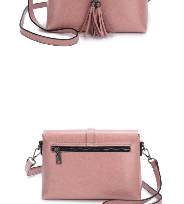 Planet Gates Genuine Leather Women Crossbody Bag Fashion Tassel Messenger Bag Simple Design Small Female Shoulder Bag Women Purse