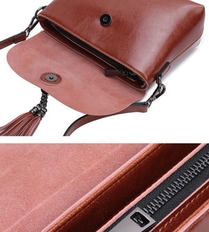 Planet Gates Genuine Leather Women Crossbody Bag Fashion Tassel Messenger Bag Simple Design Small Female Shoulder Bag Women Purse