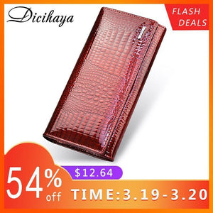 Planet Gates Genuine Leather Women's Wallets Fallow Long Ladies Double Zipper Wallet Clutch Bag Design Red Purse Crocodile Purses