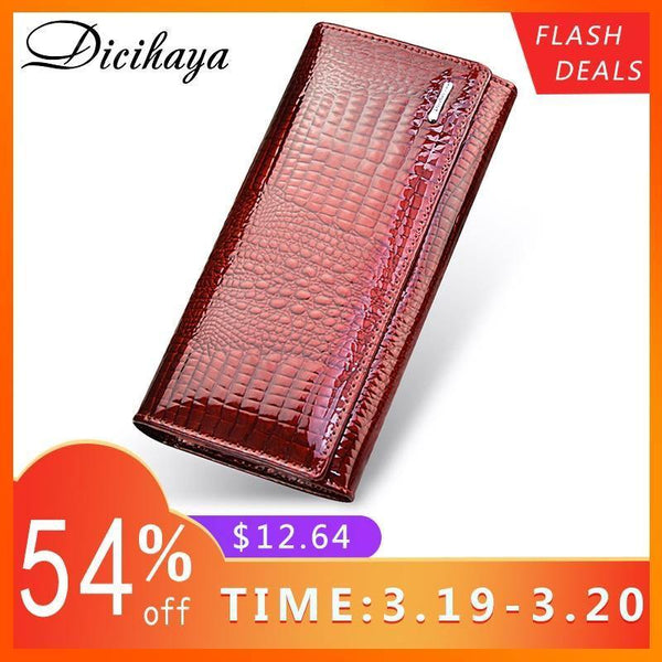 Planet Gates Genuine Leather Women's Wallets Fallow Long Ladies Double Zipper Wallet Clutch Bag Design Red Purse Crocodile Purses