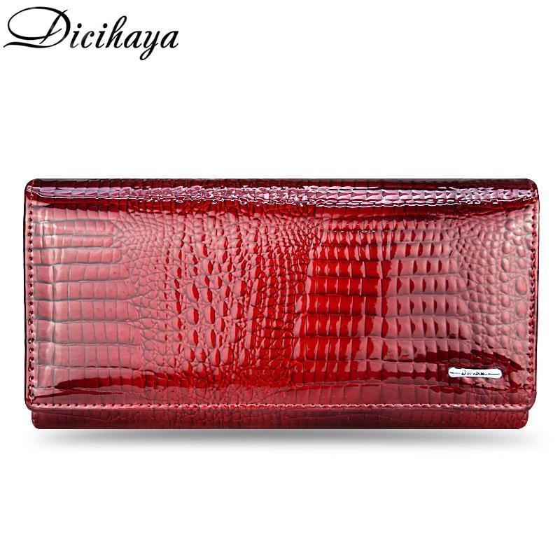 Planet Gates Genuine Leather Women's Wallets Fallow Long Ladies Double Zipper Wallet Clutch Bag Design Red Purse Crocodile Purses