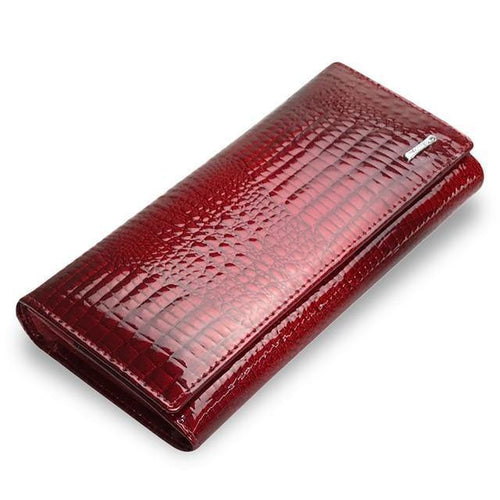 Planet Gates Genuine Leather Women's Wallets Fallow Long Ladies Double Zipper Wallet Clutch Bag Design Red Purse Crocodile Purses