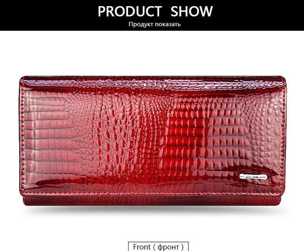 Planet Gates Genuine Leather Women's Wallets Fallow Long Ladies Double Zipper Wallet Clutch Bag Design Red Purse Crocodile Purses