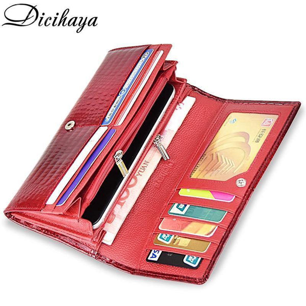 Planet Gates Genuine Leather Women's Wallets Fallow Long Ladies Double Zipper Wallet Clutch Bag Design Red Purse Crocodile Purses