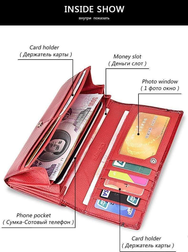 Planet Gates Genuine Leather Women Wallet Multifunction Womens Clutch Wallets Brand Purses Femme Billetera Card Holder Phone Bag