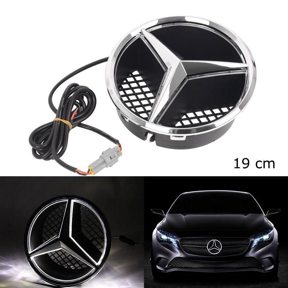 Planet Gates Germany Car LED Light Front Grille Star Logo Emblem Badge for Mercedes Benz Hood Ornament Emblem Size 19 cm/7.48 inch snap-in