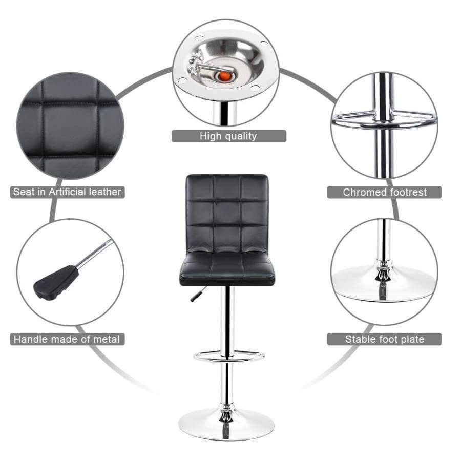 Planet Gates Germany JEOBEST 2PCS/Set Black Bar Stools Height Adjustable Swivel PU Leather Dining Chair Pipe Modern Style Barstool DE FR Stock HWC