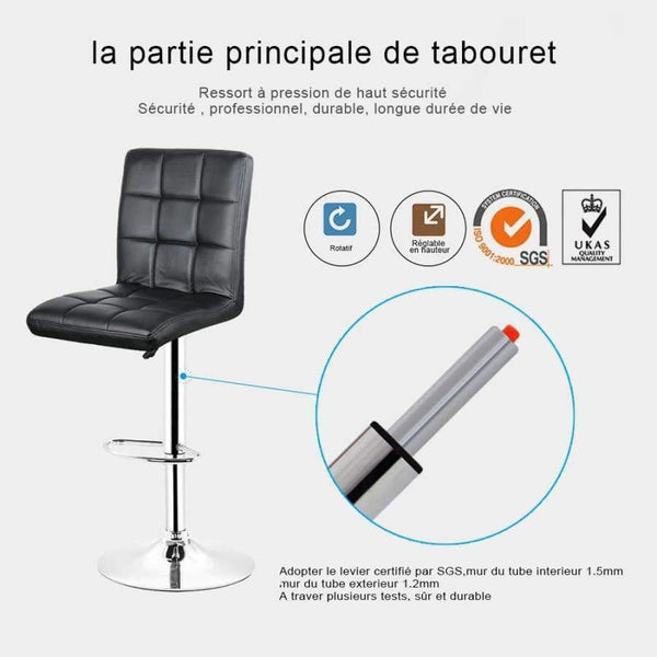 Planet Gates Germany JEOBEST 2PCS/Set Black Bar Stools Height Adjustable Swivel PU Leather Dining Chair Pipe Modern Style Barstool DE FR Stock HWC