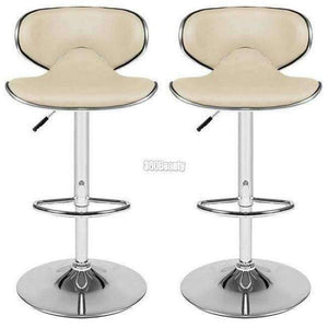 Planet Gates Germany / Rice White Homdox 1 Pair 360 Degree Swivel Bar Chair Faux Leather Kitchen Breakfast Bar Stool Chrome Base Adjustable Lift Chair N25A*
