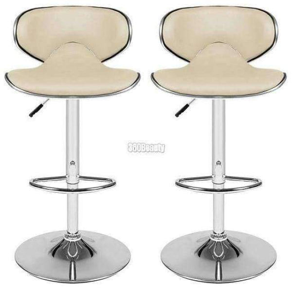 Planet Gates Germany / Rice White Homdox 1 Pair 360 Degree Swivel Bar Chair Faux Leather Kitchen Breakfast Bar Stool Chrome Base Adjustable Lift Chair N25A*