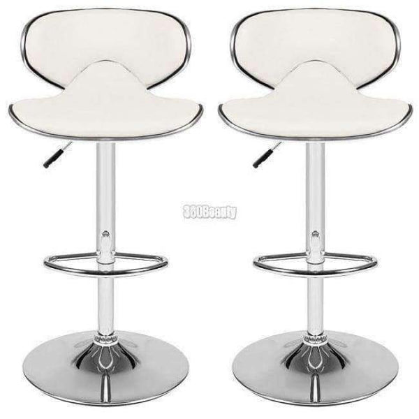 Planet Gates Germany / White Homdox 1 Pair 360 Degree Swivel Bar Chair Faux Leather Kitchen Breakfast Bar Stool Chrome Base Adjustable Lift Chair N25A*