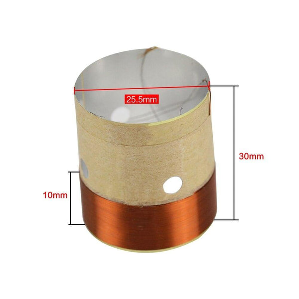 GHXAMP 25.5MM Core BASS Voice Coil 8ohm White Aluminum With Sound Air Outlet Hole For 4 INCH -10 INCH Speaker Repair DIY 1 Pairs