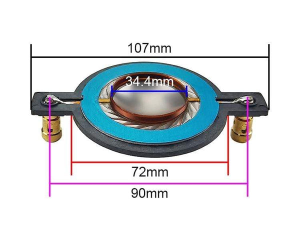 Planet Gates GHXAMP 34.4MM Tweeter Diaphragm Voice Coil Titanium Film Flat aluminum Driver 34.5 core components With Column 90MM 1Pairs
