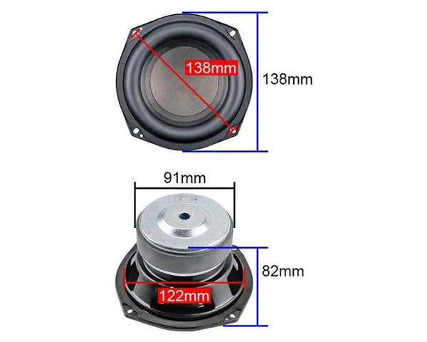 Planet Gates GHXAMP 5.25 Inch Woofer Loudspeaker Unit Subwoofer 2OHM 80W High-end Bass Long Stroke Rubber Edge For Car Home Audio Driver Diy