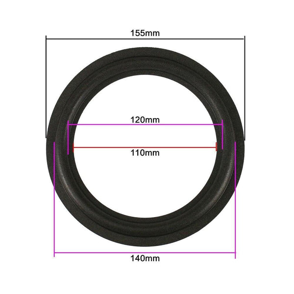 GHXAMP 6.5 Inch 155mm 140mm 120mm 110mm Speaker Suspension P14 Foam Edge Woofer Speaker Repairs 1Pairs
