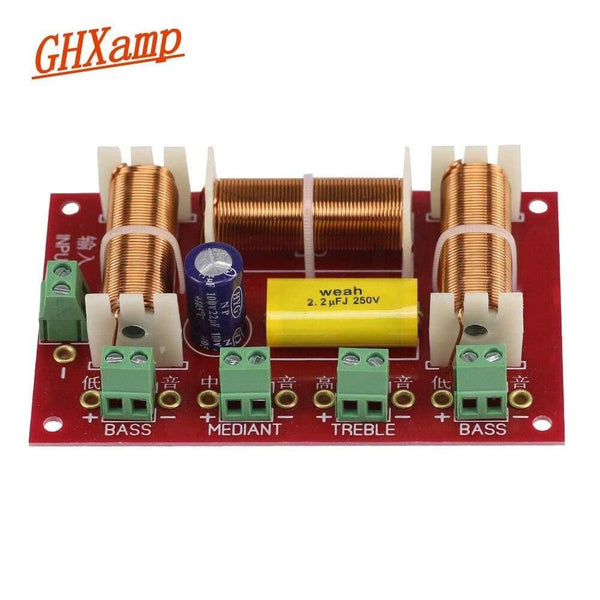 GHXAMP Treble + Midrange + Dual Bass Speaker Crossover Audio 4-Way 3 Way Crossover Speakers Filter Frequency Divider 200W 2PCS