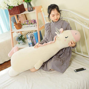 Planet Gates Giant Soft toy unicorn Stuffed Silver Horn Unicorn High Quality Sleeping Pillow Animal Bed Decor Cushion Throw Pillow