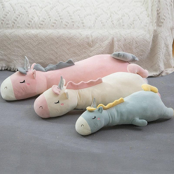 Planet Gates Giant Soft toy unicorn Stuffed Silver Horn Unicorn High Quality Sleeping Pillow Animal Bed Decor Cushion Throw Pillow