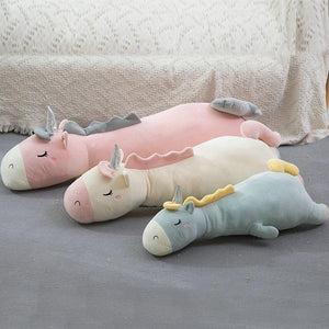 Planet Gates Giant Soft toy unicorn Stuffed Silver Horn Unicorn High Quality Sleeping Pillow Animal Bed Decor Cushion Throw Pillow