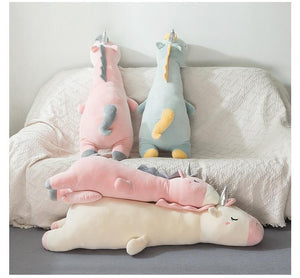 Planet Gates Giant Soft toy unicorn Stuffed Silver Horn Unicorn High Quality Sleeping Pillow Animal Bed Decor Cushion Throw Pillow