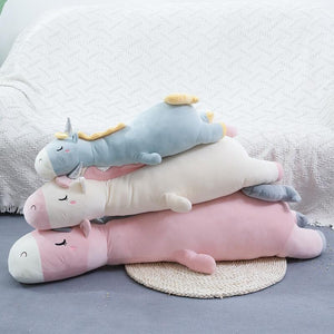 Planet Gates Giant Soft toy unicorn Stuffed Silver Horn Unicorn High Quality Sleeping Pillow Animal Bed Decor Cushion Throw Pillow