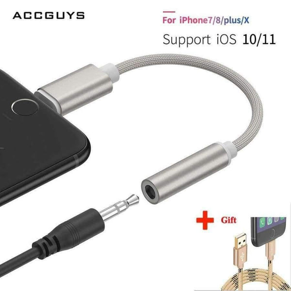 Planet Gates gift Aux Audio Extension Cable 3.5mm Female Earphone Jack Adapter Headphone Converter for iPhone 7 8 Plus XS w USB Cable Gift