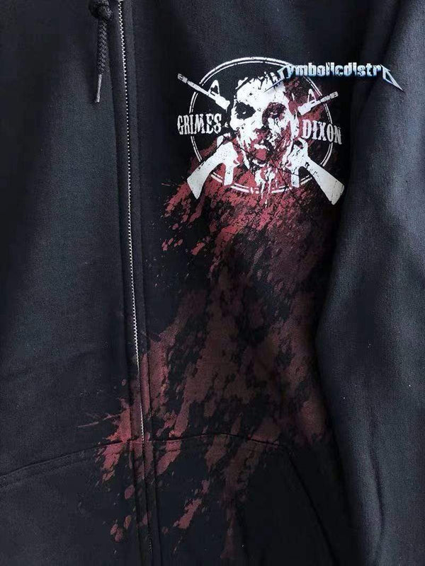 Planet Gates Gildan walking dead filigree zipper 50% Cotton 50% Polyester Pre Shrunk Flanging Black Men Hoodies Sweatshirts