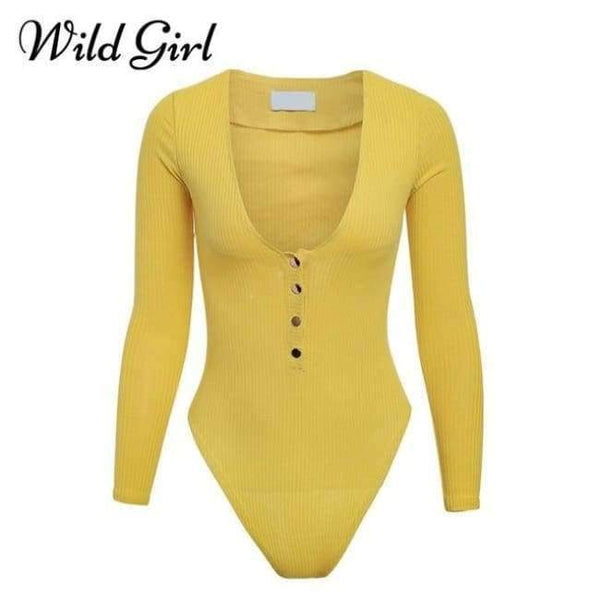 Planet Gates ginger / S Knitted sexy bodycon bodysuit Women jumpsuit romper button fitness short Holiday long sleeve winter slim bodysuit 2018
