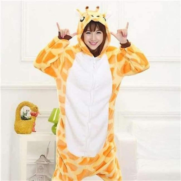Planet Gates Giraffe / S Adult/Kids Winter Woman whole Pajamas Animals Unicorn Costume  Fancy Animal Anime Cosplay One piece Jumpsuit Halloween Onesie