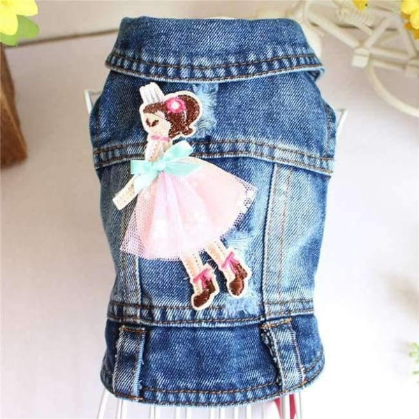 Planet Gates girl design / L Embroidered Pet Clothes Hole Cowboy Jean Clothes for Small Dogs Autumn Chihuahua Dog Jacket Factory Direct Sale Dog Vests
