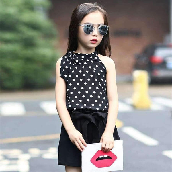 Planet Gates Girl suit / 7 Teenage Girls Clothing Sets Summer Girls Clothes Chiffon Sleeveless Top +Shorts Printed Pattern Kids Clothes Children Clothing