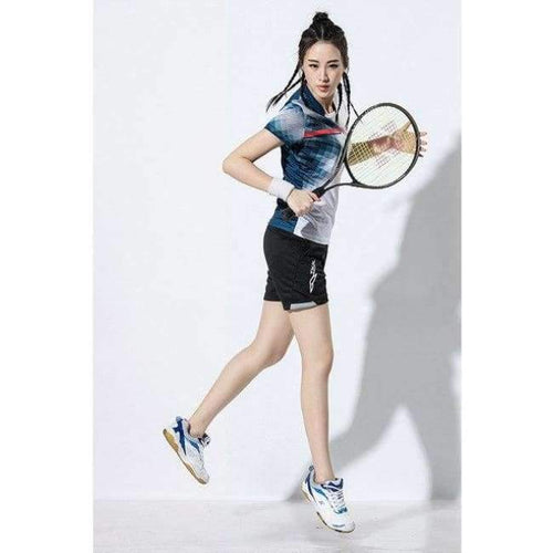 Planet Gates Girl White Blue Sets / S Male / Female Tennis shirts , Suits tennis men , table tennis Clothing , badminton Jerseys Shorts , pingpong Shorts Clothes