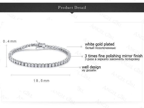 Planet Gates Girl white color 3.0mm cubic zironia tennis bracelet for women 7.5 inches 3 options charm silver color bracelet gift