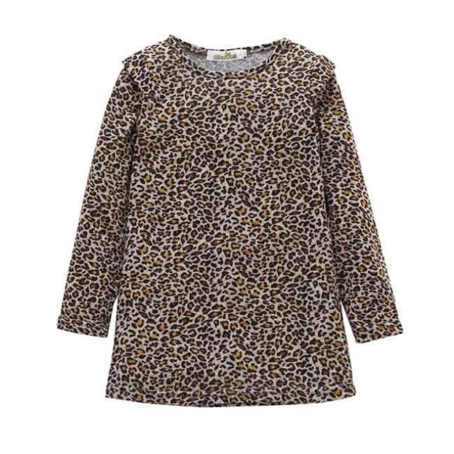 Planet Gates Girls dress Fashion vestido infantil Baby Girl children clothing Leopard Long Sleeve Princess Party Dress