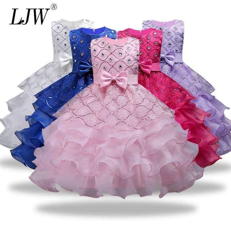 Planet Gates Girls dresses for Wedding Party Baby Girls Sleeveless Big Bow Princess Dress Children Party Vestidos New Year clothes