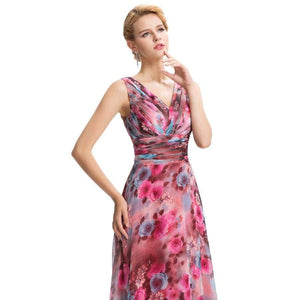 Planet Gates gk58 / 2 / China One Shoulder Floral Print Evening Gowns Floor Length Chiffon Flower Evening Dresses Long Formal Party Dress