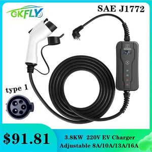 Planet Gates GKFLY 220V EV Charger SAE J1772 Level 1 Type 1 8A 10A 13A 16A Car Charging Stations type 1 Smart AC Electric Vehicel Charger