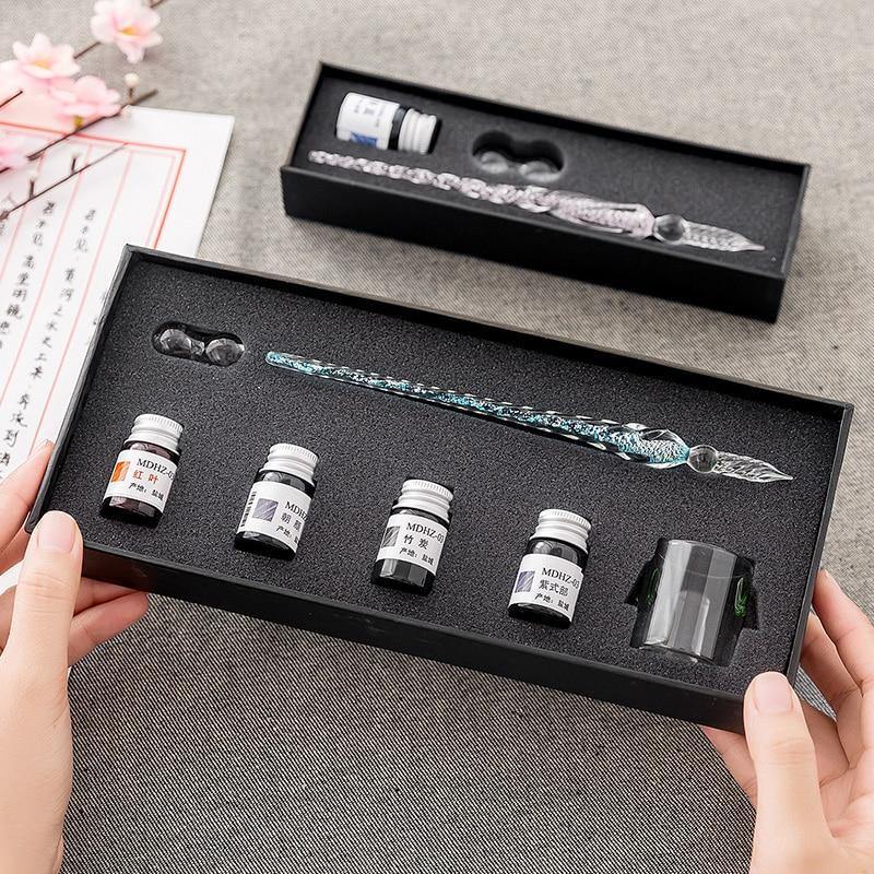 Długopis szklany Planet Gates, długopis Signature, pióra wieczne, biura, artykuły szkolne, zestaw upominkowy, zestaw długopis + atrament