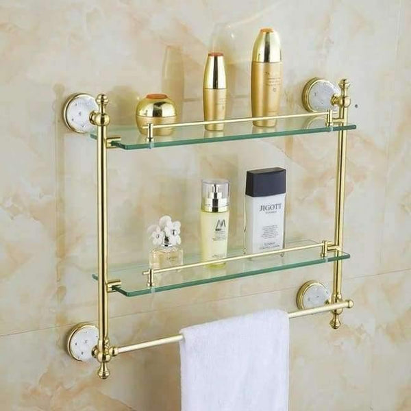 Planet Gates glass shelf Bathroom Accessories Sets Crystal Brass Gold Bathroom Hardware Sets Wall Mounted Bathroom Products